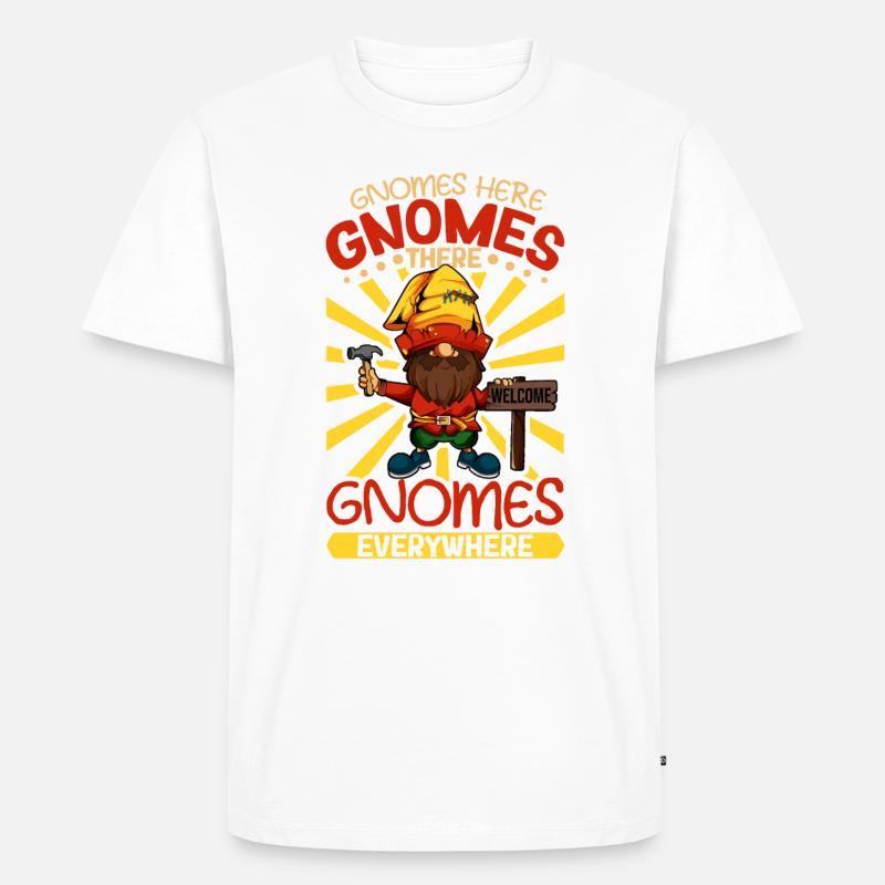 Überall Gartenzwerge - Männer Premium Bio T-Shirt - Weiß