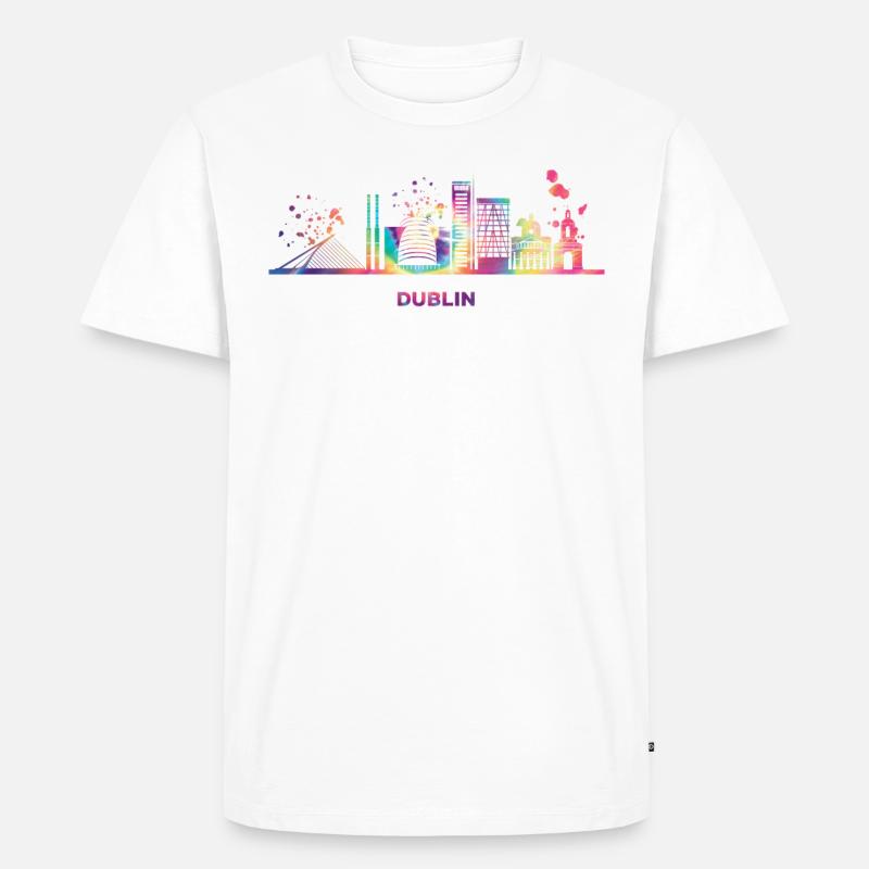 Skyline di Dublino Dublino - Maglietta ecologica premium da uomo - bianco