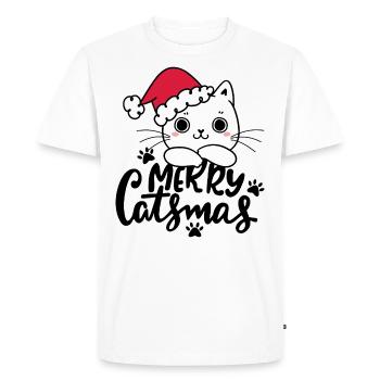 Drôles de chats de Noël - T-shirt Premium bio Homme - blanc - Devant - Nico (187cm)