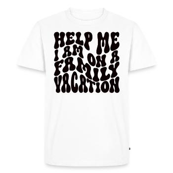 Au secours, je suis en vacances en famille - T-shirt Premium bio Homme - blanc - Devant - Nico (187cm)