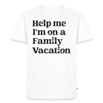 Au secours, je suis en vacances en famille - T-shirt Premium bio Homme - blanc - Devant - Nico (187cm)