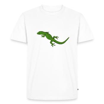 Dessin - Peacock Eye Day Gecko - T-shirt Premium bio Homme - blanc - Devant - Nico (187cm)