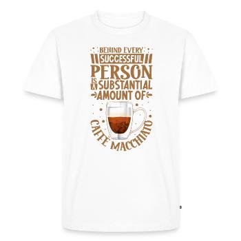 Successful only with Caffè macchiato - Men's Premium Organic T-Shirt - white - Front - Nico (187cm)