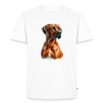 Aquarelle Rhodesian Ridgeback - T-shirt Premium bio Homme - blanc - Devant - Nico (187cm)