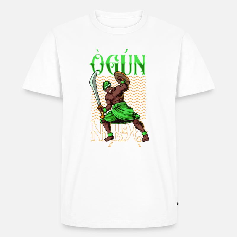 Yoruba Gott - Ogun - Männer Premium Bio T-Shirt - Weiß