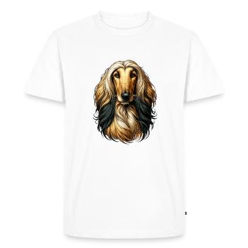 Visage de chien - Lévrier afghan - T-shirt Premium bio Homme - blanc - Devant - Nico (187cm)