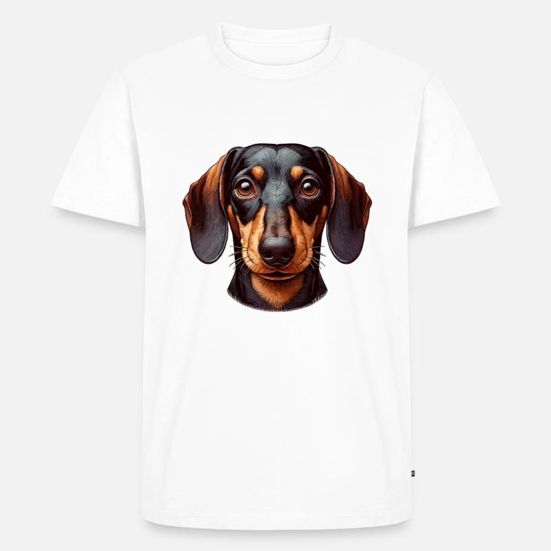 Hundegesicht - Dackel - Männer Premium Bio T-Shirt - Weiß