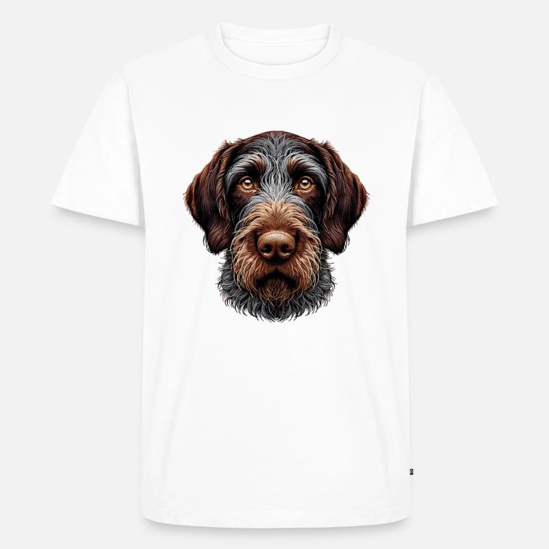 Hundegesicht - Deutsch Drahthaar - Männer Premium Bio T-Shirt - Weiß