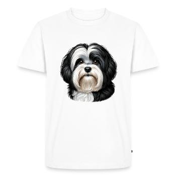 Visage de chien - Bichon havanais - T-shirt Premium bio Homme - blanc - Devant - Nico (187cm)
