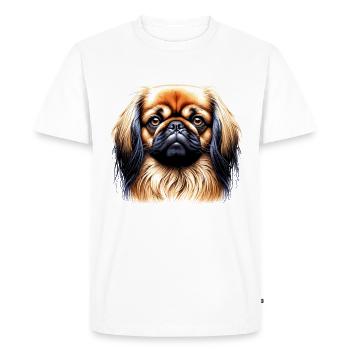 Visage de chien - Pékinois - T-shirt Premium bio Homme - blanc - Devant - Nico (187cm)