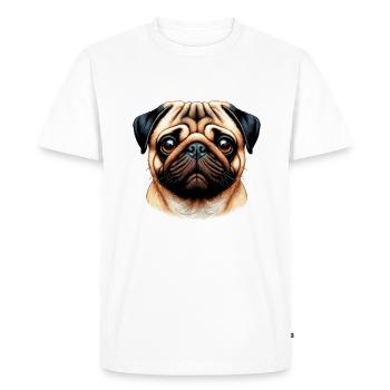 Visage de chien - Carlin - T-shirt Premium bio Homme - blanc - Devant - Nico (187cm)
