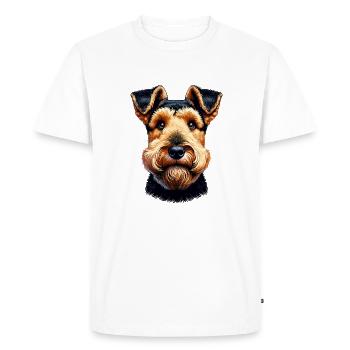 Dog Face - Welsh Terrier - Men's Premium Organic T-Shirt - white - Front - Nico (187cm)