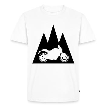 Triangular Mountain and Motorcycle - (MOTORCYCLE) - Men's Premium Organic T-Shirt - white - Front - Nico (187cm)