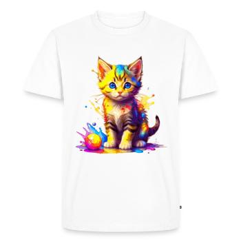 Colorful Kitty - Men's Premium Organic T-Shirt - white - Front - Nico (187cm)