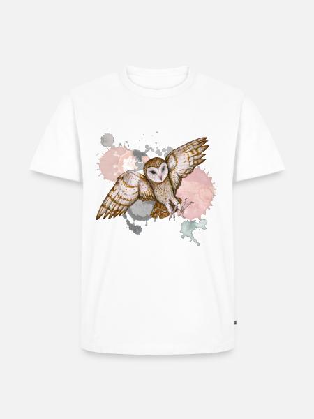 Schleiereule im Angriff - Männer Premium Bio T-Shirt - Weiß
