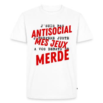 J suis pas antisocial - T-shirt Premium bio Homme - blanc - Devant - Nico (187cm)