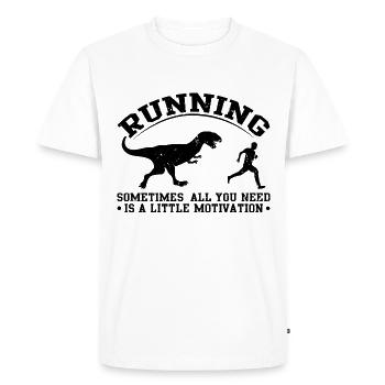 running course course motivation dino dinosaur run - T-shirt Premium bio Homme - blanc - Devant - Nico (187cm)