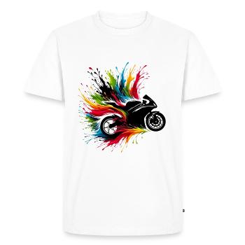 Moto Motard passion moto gp - T-shirt Premium bio Homme - blanc - Devant - Nico (187cm)