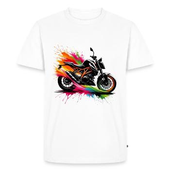 Moto Motard passion moto gp roadster - T-shirt Premium bio Homme - blanc - Devant - Nico (187cm)
