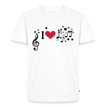 J'aime la musique. - T-shirt Premium bio Homme - blanc - Devant - Nico (187cm)