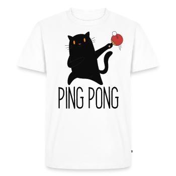 Table Tennis Katze Pingpong Black Cat Outfit - T-shirt Premium bio Homme - blanc - Devant - Nico (187cm)