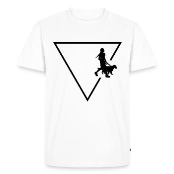 Triangle 1 and Dog - (3) - Men's Premium Organic T-Shirt - white - Front - Nico (187cm)