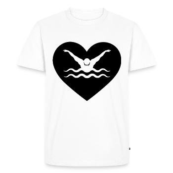 Cœur 1 et natation - - T-shirt Premium bio Homme - blanc - Devant - Nico (187cm)