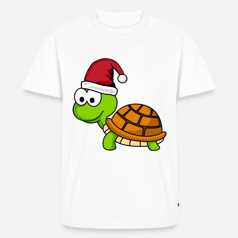 Schildkröte Comic Weihnachten - Männer Premium Bio T-Shirt - Weiß