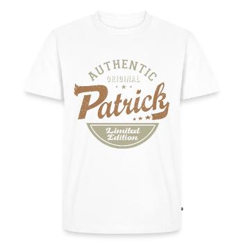 Patrick prénom cadeau t-shirt personnalisé - T-shirt Premium bio Homme - blanc - Devant - Nico (187cm)