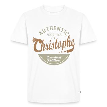 CHRISTOPHE prénom cadeau T shirt personnalisé - T-shirt Premium bio Homme - blanc - Devant - Nico (187cm)
