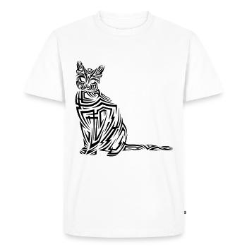 Cat Tribal Tattoo - Men's Premium Organic T-Shirt - white - Front - Nico (187cm)