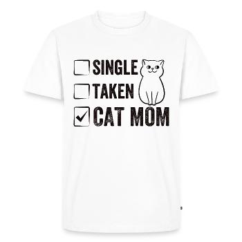 Single Taken Cat Mom funny Cat Mama Quotes - Männer Premium Bio T-Shirt - Weiß - Vorne - Nico (187cm)