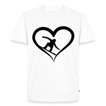 Snowboarder and Heart - - Men's Premium Organic T-Shirt - white - Front - Nico (187cm)