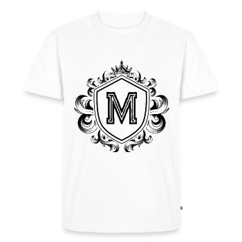 M letter coat of arms - Men's Premium Organic T-Shirt - white - Front - Nico (187cm)