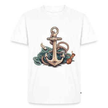 Awesome Anchor Comic Style Maritime Adventure - Men's Premium Organic T-Shirt - white - Front - Nico (187cm)