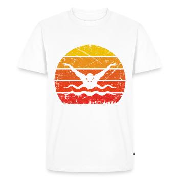 Soleil vintage et natation - - T-shirt Premium bio Homme - blanc - Devant - Nico (187cm)