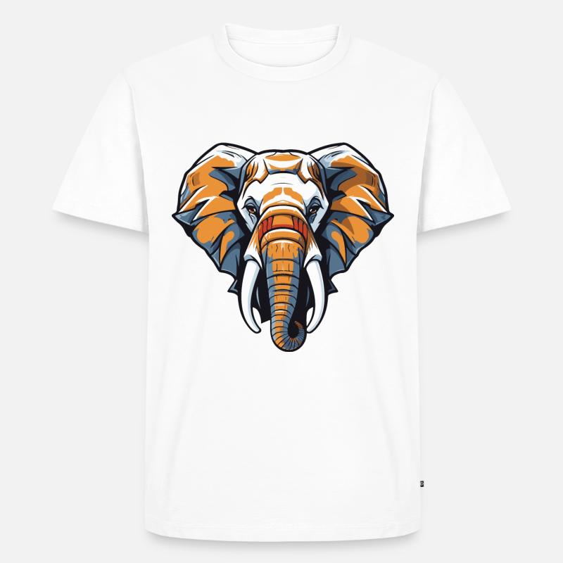 Elefant Kopf - Männer Premium Bio T-Shirt - Weiß