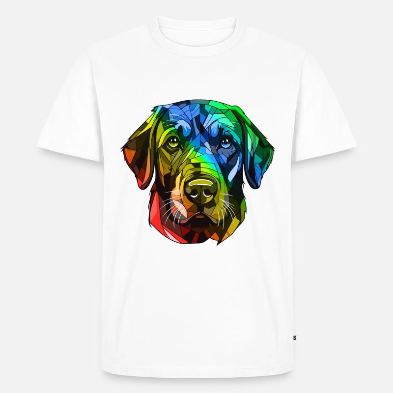 Labrador Hund Kopf Bunt - Männer Premium Bio T-Shirt - Weiß