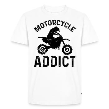 Motorcycle Dependent 1 - (MOTORCYCLE) - Men's Premium Organic T-Shirt - white - Front - Nico (187cm)