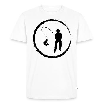 Corrik and Fishing - - Men's Premium Organic T-Shirt - white - Front - Nico (187cm)