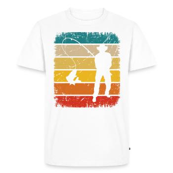 Carré Vintage et Pêche - - T-shirt Premium bio Homme - blanc - Devant - Nico (187cm)