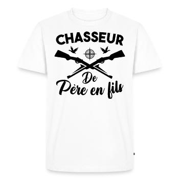 Chasseur de père en fils - T-shirt Premium bio Homme - blanc - Devant - Nico (187cm)