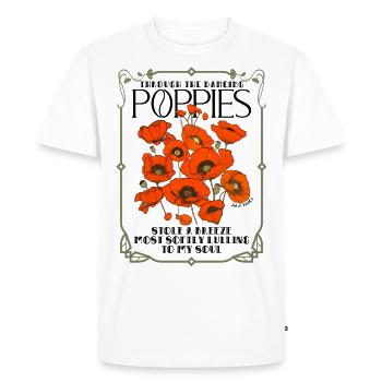 Fleur de coquelicot style art déco avec citation de poésie - T-shirt Premium bio Homme - blanc - Devant - Nico (187cm)