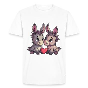 Couple d'ânes amoureux des animaux pour la Saint-Valentin - T-shirt Premium bio Homme - blanc - Devant - Nico (187cm)