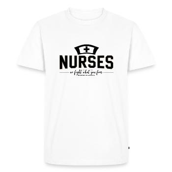 Infirmières Infirmière Médecin Assistant Médecin Médecine - T-shirt Premium bio Homme - blanc - Devant - Nico (187cm)