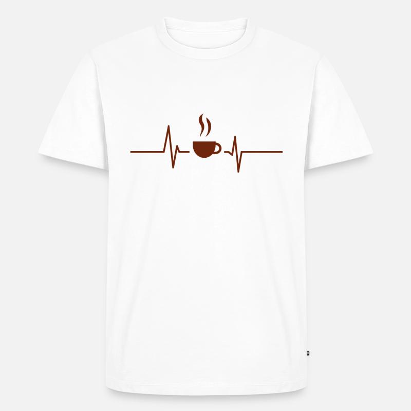 Kaffee - Herzschlag Herzfrequenz - Männer Premium Bio T-Shirt - Weiß