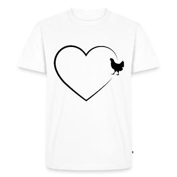 Heart 2 and Chicken - - Men's Premium Organic T-Shirt - white - Front - Nico (187cm)