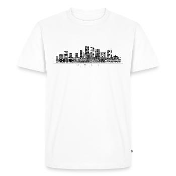 Oslo Skyline Black - Men's Premium Organic T-Shirt - white - Front - Nico (187cm)