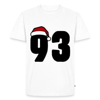 93 Numéro Noël - T-shirt Premium bio Homme - blanc - Devant - Nico (187cm)
