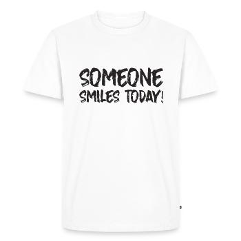 SOMEONE SMILES TODAY - Men's Premium Organic T-Shirt - white - Front - Nico (187cm)
